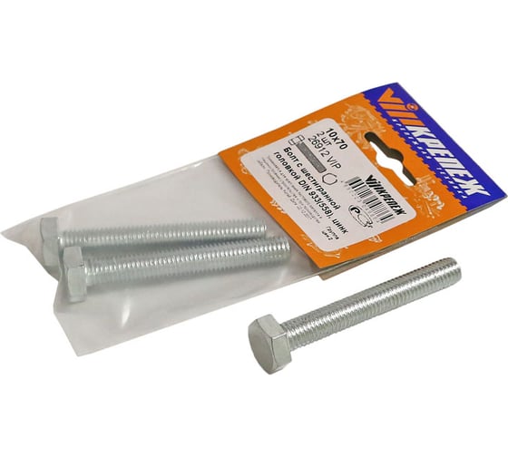 Изображение товара Болт с ш/г VIPкрепеж DIN 933 (558) полная резьба 10х70 2шт 26912 VIP