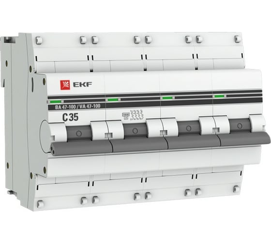 Изображение товара Автоматический выключатель EKF 4P 35А 10kA ВА 47-100 PROxima mcb47100-4-35C-pro