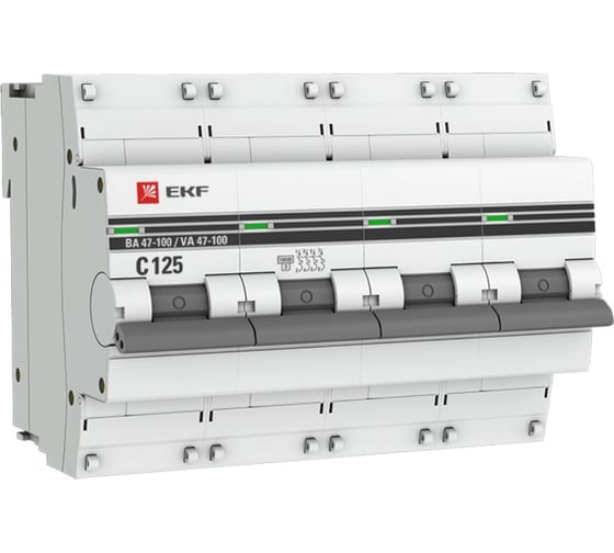Изображение товара Автоматический выключатель EKF 4P 125А 10kA ВА 47-100 PROxima mcb47100-4-125C-pro