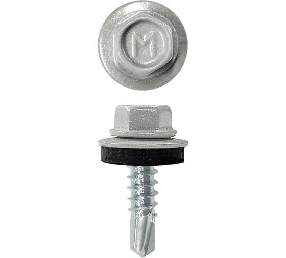 Изображение товара Кровельный саморез Daxmer 4,8x19 RAL 9006 сверло №2, 250 шт 00000321797