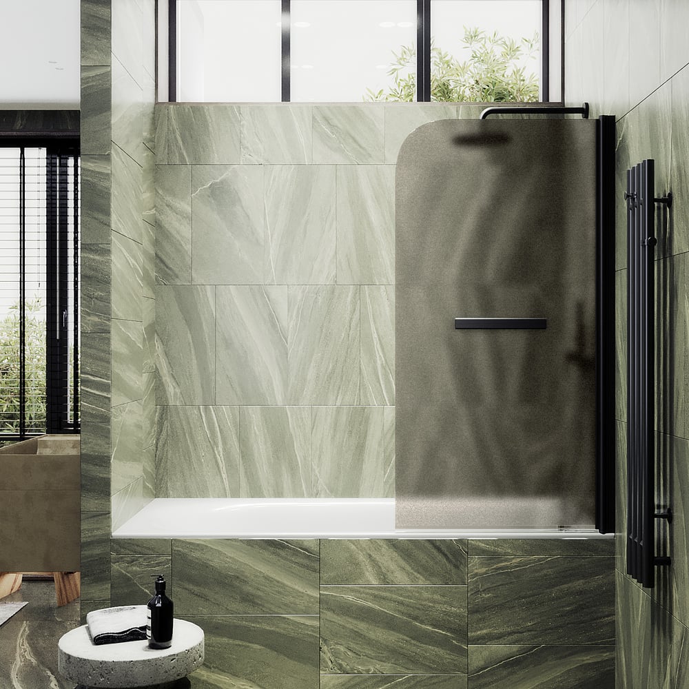 Изображение товара Поворотная шторка MaybahGlass 1400x600 мм бронза матовая с полотенцедержателем