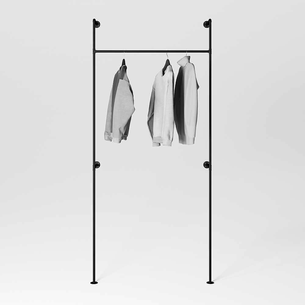 Изображение товара Larvij Вешалка-рейл в стиле Лофт пристенная для одежды и аксессуаров 1100х2360мм