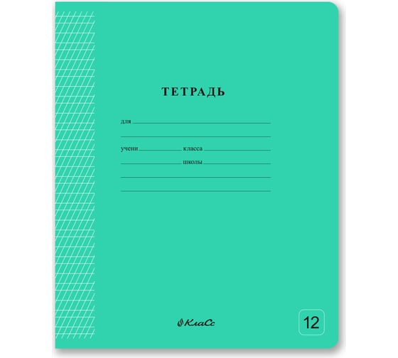 Изображение товара Тетрадь SVETOCH 25 шт по 12 листов частая косая линия с доп. горизонтальной ученическая школьная Классная A5+ на скобе 65 г/кв.м , белизна 100%, Зеленая 673510