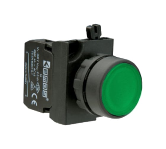 Изображение товара Нажимная круглая кнопка Emas зеленая, 250 В AC, 4 А, CP101DY