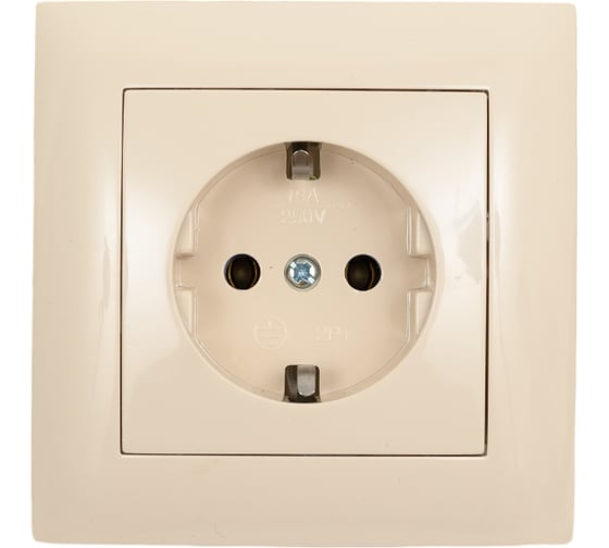 Изображение товара Розетка ARTSUN керамическая с заземлением (встраиваемая) слоновая кость С/З STANDART 01-0203-02