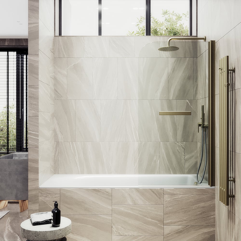 Изображение товара Поворотная шторка для ванной MaybahGlass 1400х600 мм с полотенцедержателем