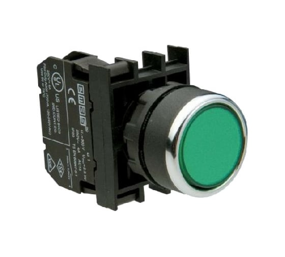 Изображение товара Нажимная кнопкаEmas  круглая зелёная, 250В AC, 4А, без лампы B130DY