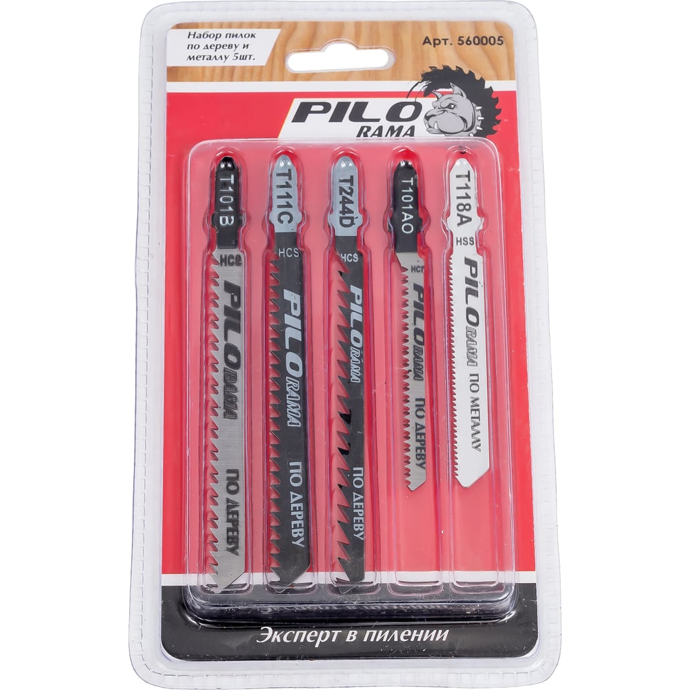 Изображение товара Набор пилок Pilorama T101B T101AO T111C T244D T118A 5 шт для дерева и металла