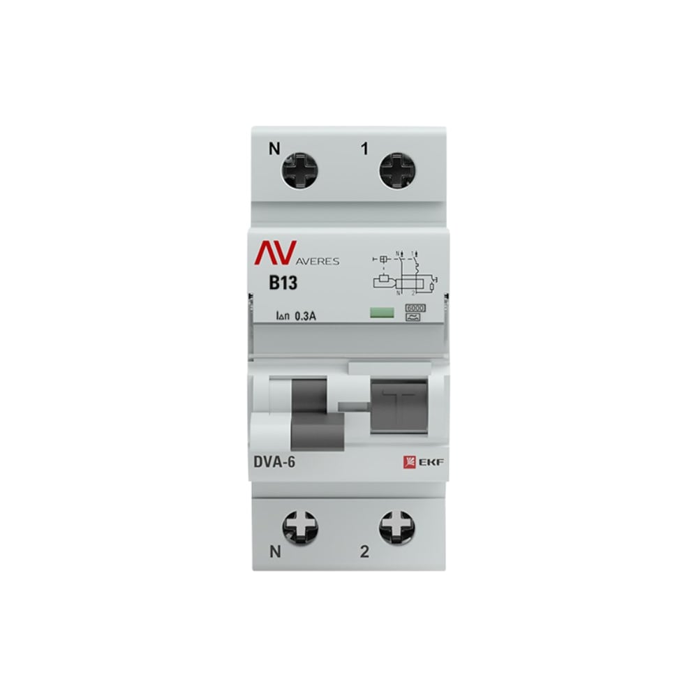 Дифференциальный автомат EKF AVERES DVA-6 1P+N, 13А, 300мА, 6кА, SQ rcbo*6-1pn-13B-300-a-av - 2