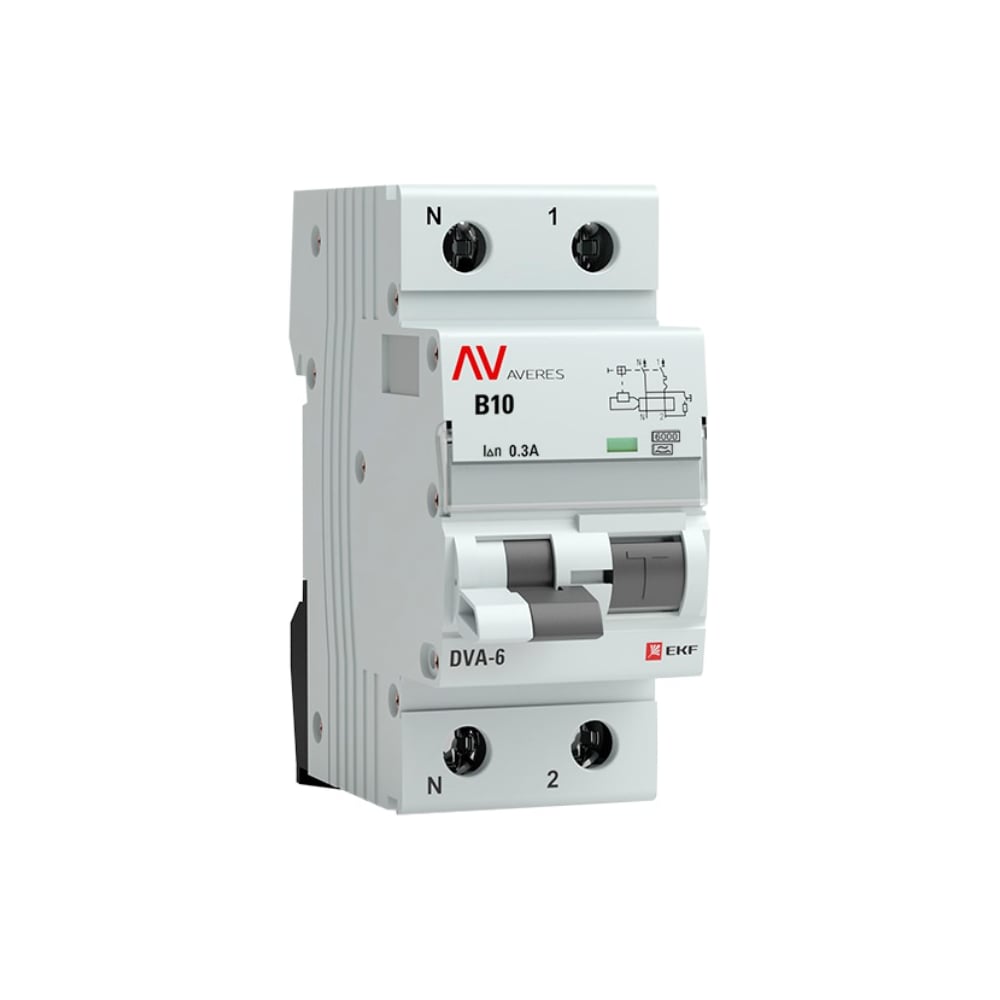 Дифференциальный автомат EKF DVA-6 1P+N 10А 300мА 6кА AVERES rcbo6-1pn-10B-300-a-av - 2