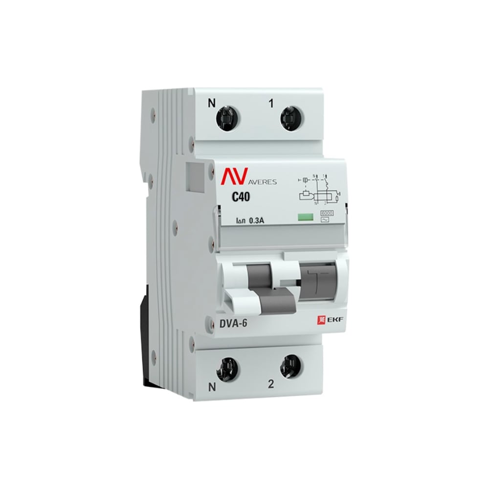 Дифференциальный автомат EKF DVA-6 1P+N 40А 300мА 6кА AVERES rcbo6-1pn-40C-300-ac-av - 2