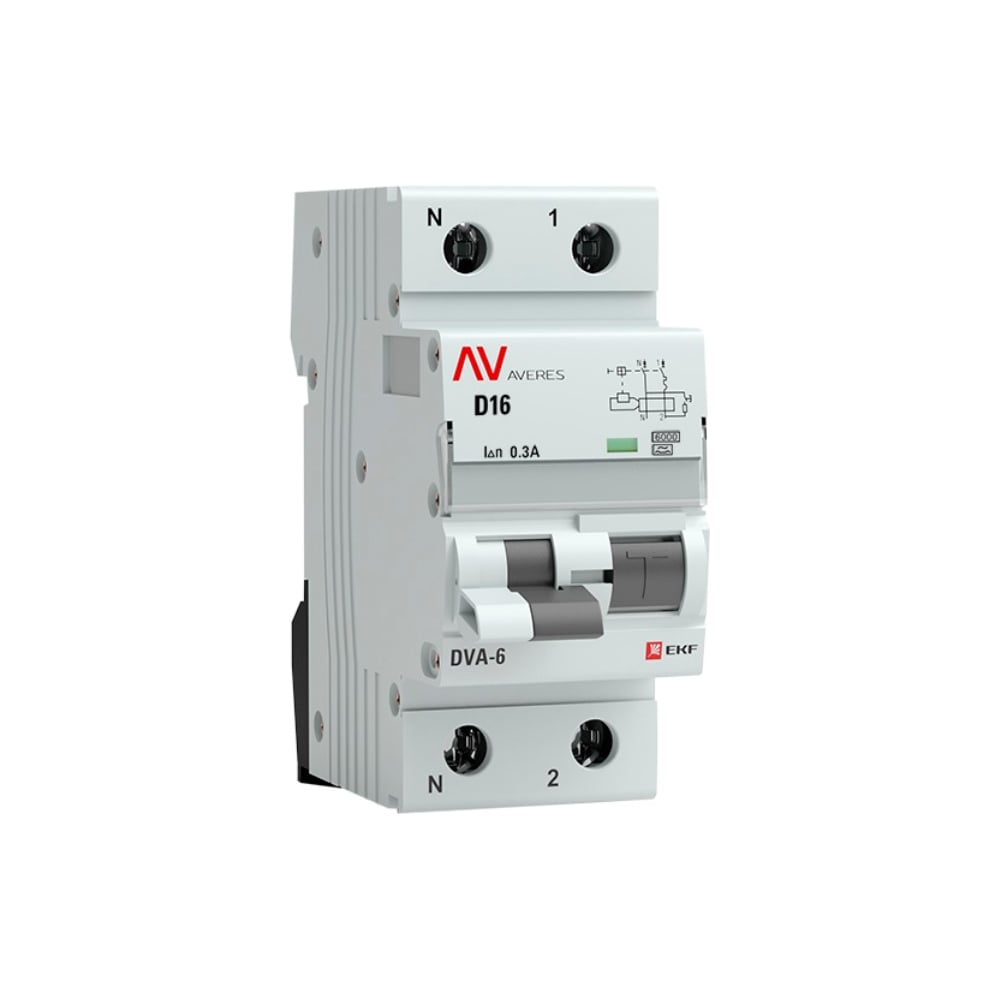 Дифференциальный автомат EKF DVA-6, 1P+N, 16А, 300мА, 6кА, AVERES SQ rcbo*6-1pn-16D-300-a-av - 2