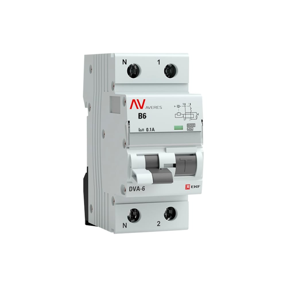 Дифференциальный автомат EKF DVA-6 1P+N 6А 100мА 6кА AVERES rcbo6-1pn-6B-100-a-av - 2