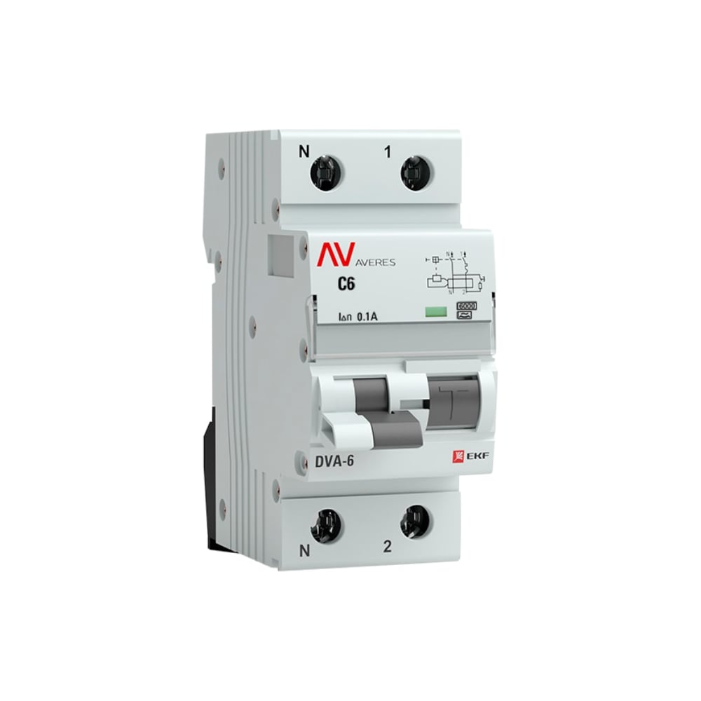 Дифференциальный автомат EKF AVERES DVA-6, 1P+N, 6А, 100мА, 6кА, SQ rcbo*6-1pn-6C-100-a-av - 2
