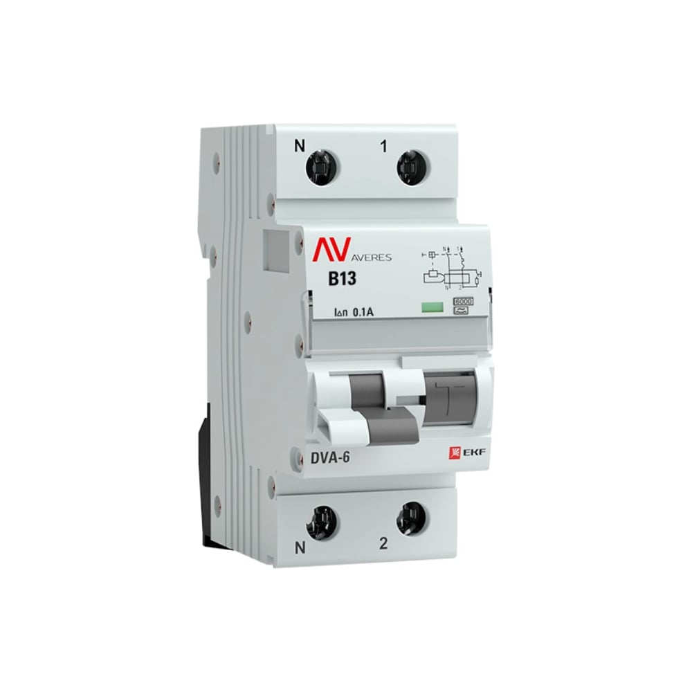 Дифференциальный автомат EKF DVA-6 1P+N 13А 100мА 6кА AVERES rcbo6-1pn-13B-100-a-av - 2