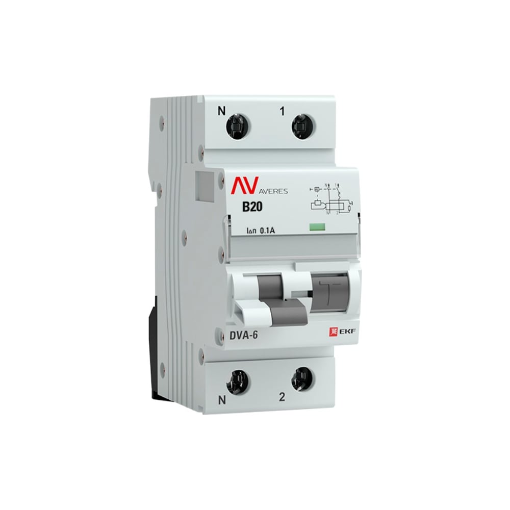 Дифференциальный автомат EKF AVERES DVA-6, 1P+N, 20А, 100мА, 6кА, SQ rcbo*6-1pn-20B-100-ac-av - 2
