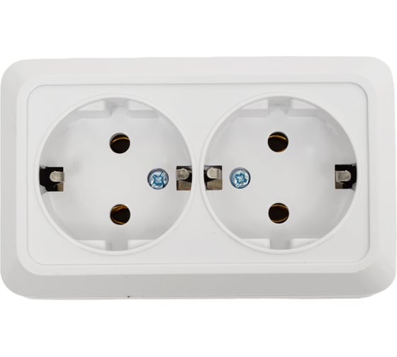 Изображение товара Розетка двойная с заземлением ARTSUN (накладная) (PC-поликарбонат) BASIC SO 16-2E-W