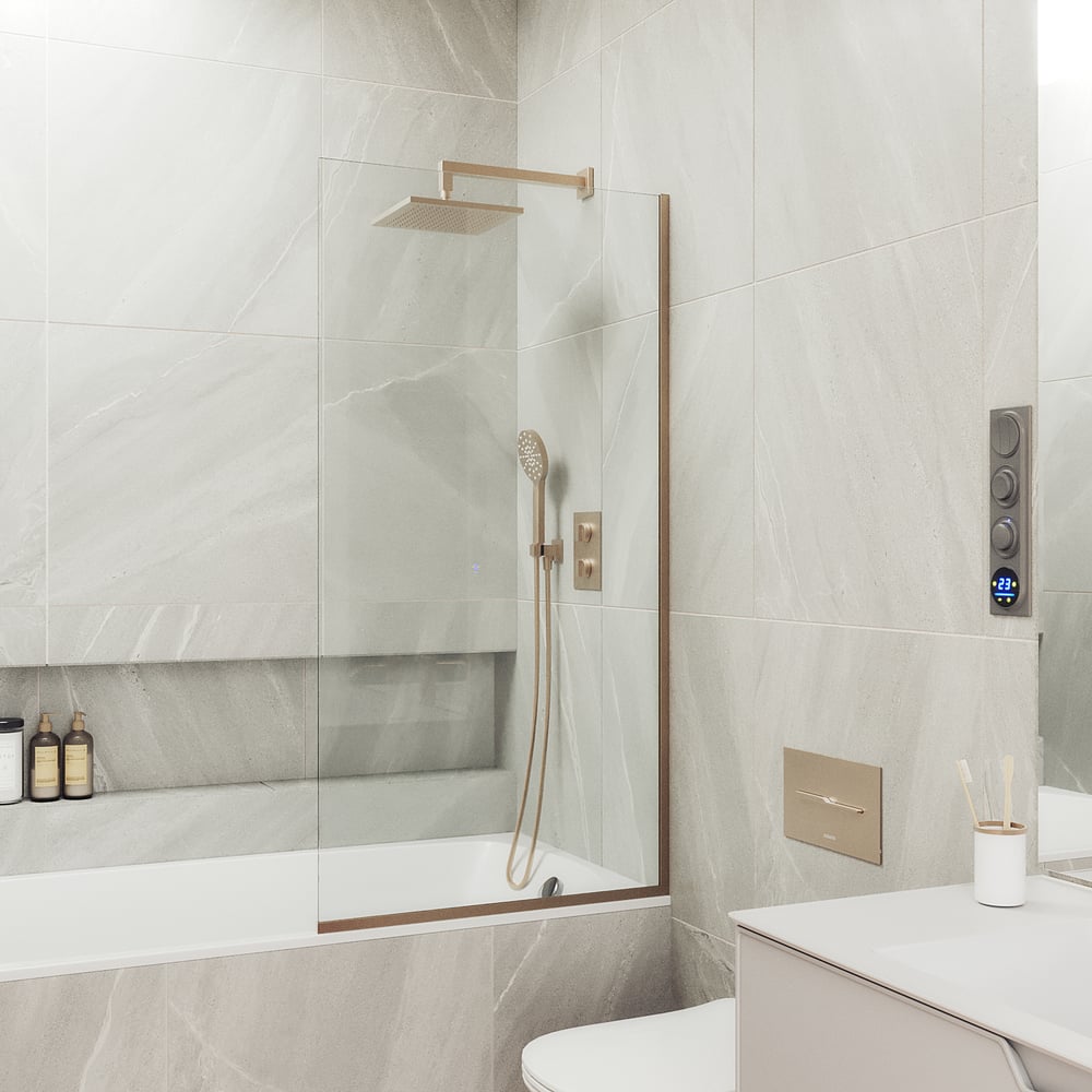 Изображение товара Стеклянная шторка для ванны MaybahGlass MGV-61-2у узкий профиль прозрачная