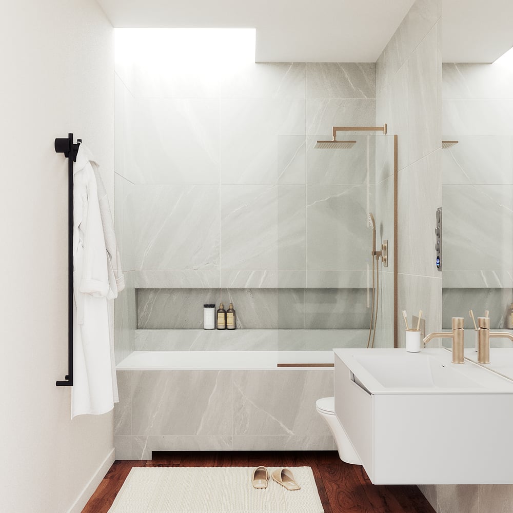 Изображение товара Шторка для ванны MaybahGlass MGV-59-2у узкий прозрачный профиль