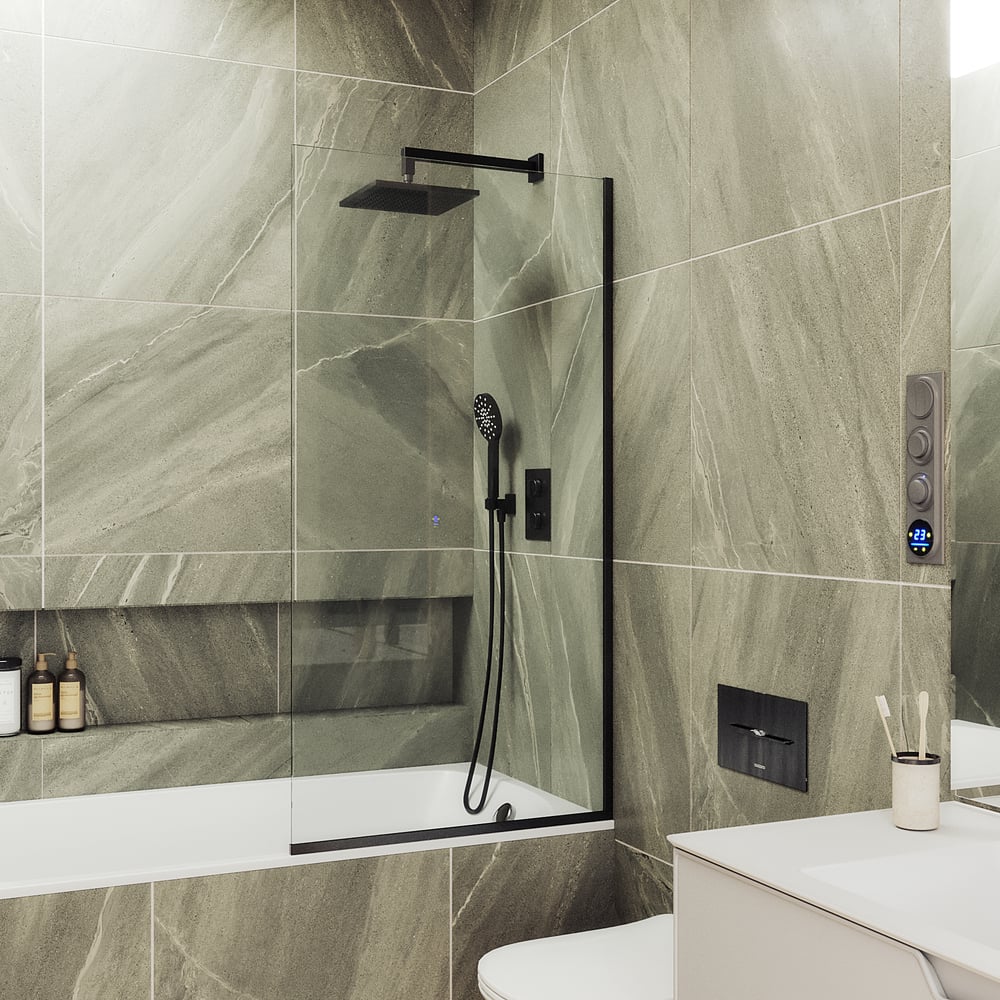 Изображение товара Шторка для ванной MaybahGlass MGV-64-6у прозрачное 1 створка анодированный алюминий