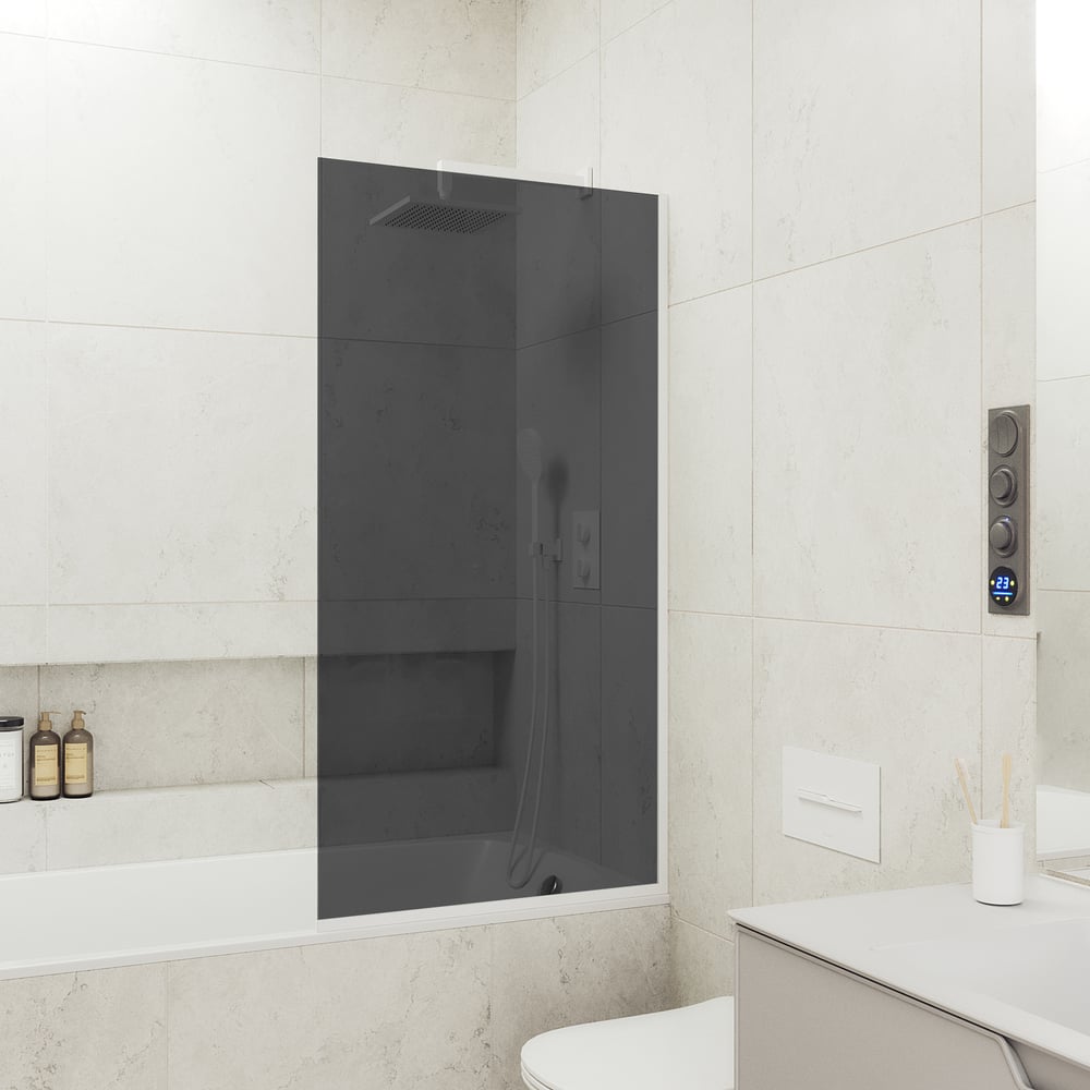 Изображение товара Стеклянная шторка для ванны MaybahGlass MGV-79-1у, неподвижная, графит