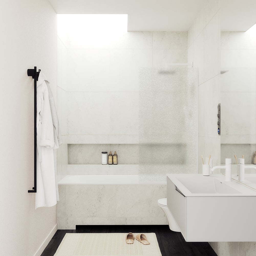 Изображение товара Шторка для ванны MaybahGlass MGV-94-1у, закаленное стекло, одна створка, белый профиль