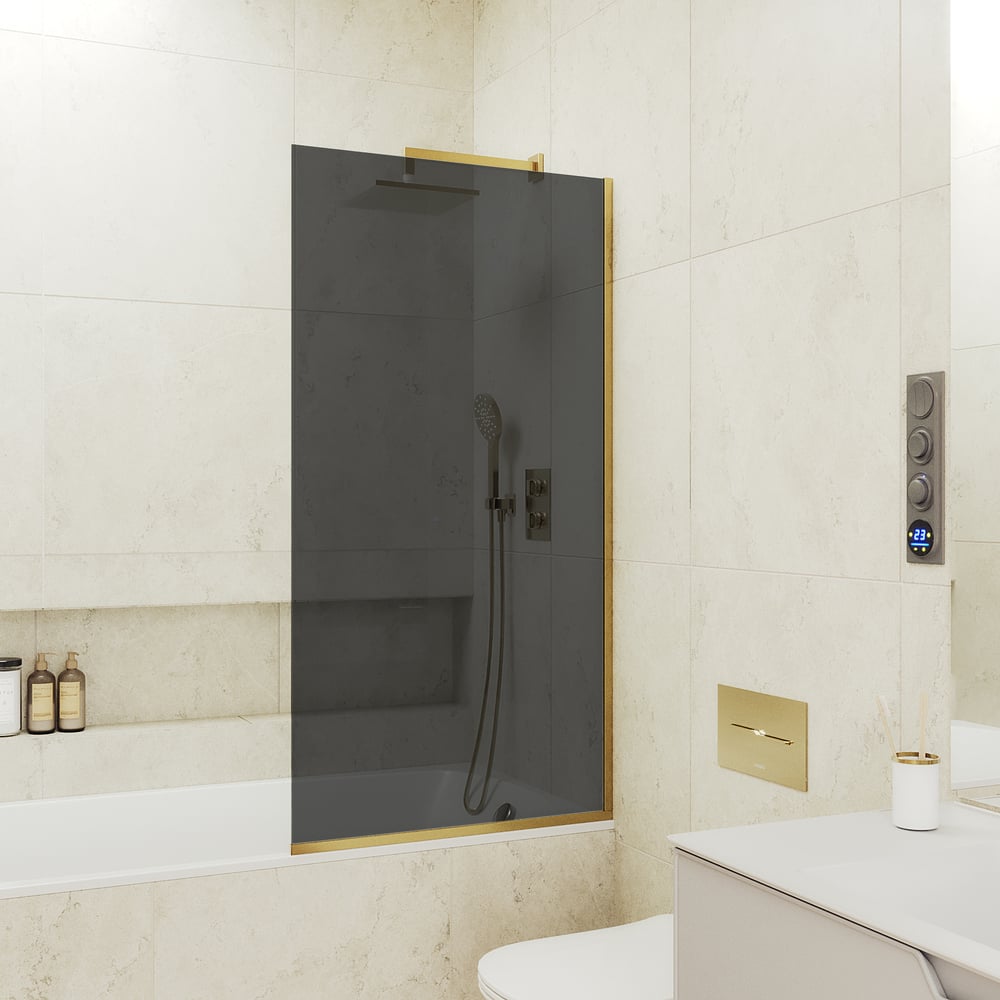 Изображение товара Шторка для ванны в узком профиле MaybahGlass MGV-79-3у закаленное стекло графит