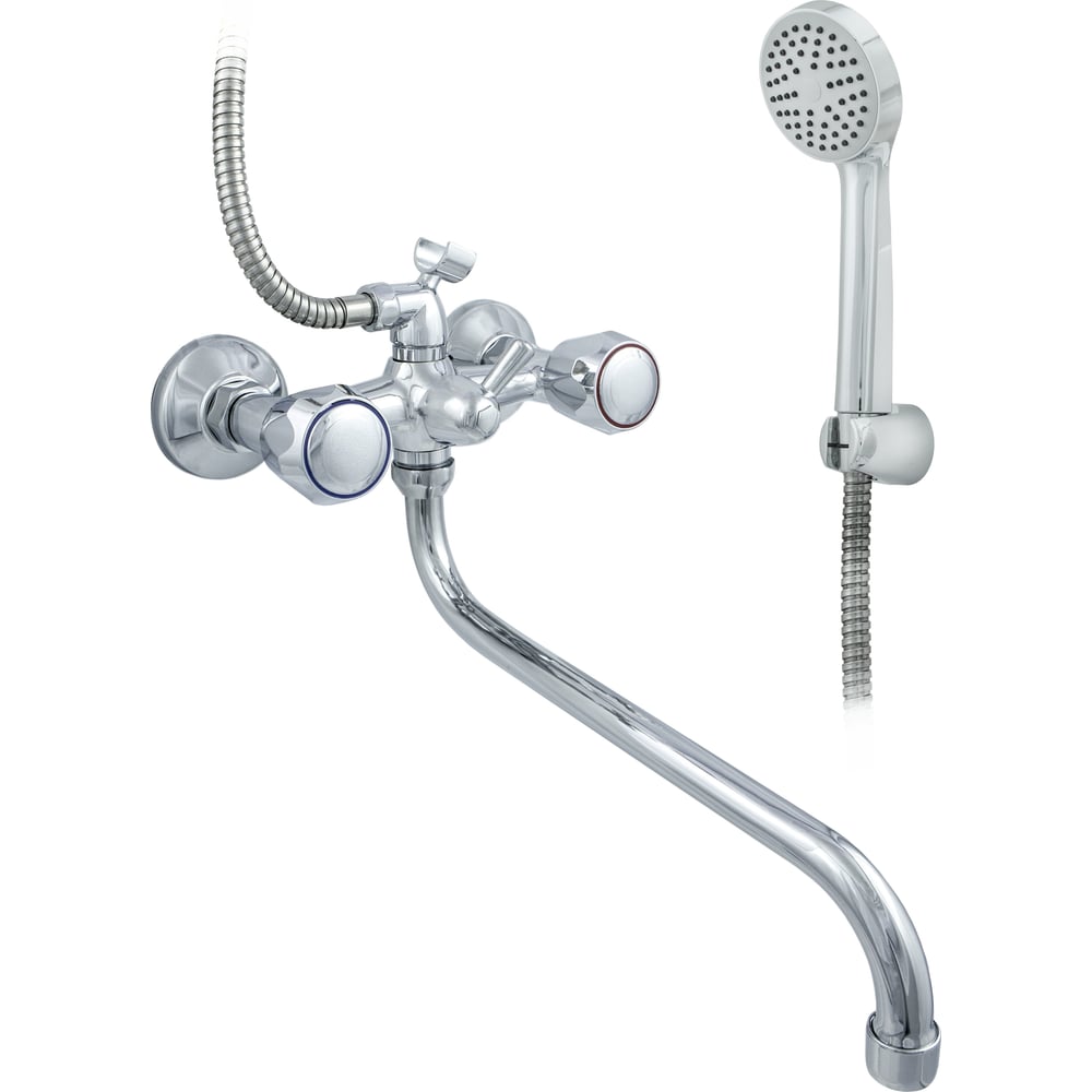 Изображение товара Современный двухрычажный смеситель для ванны с поворотным изливом и керамическим клапаном