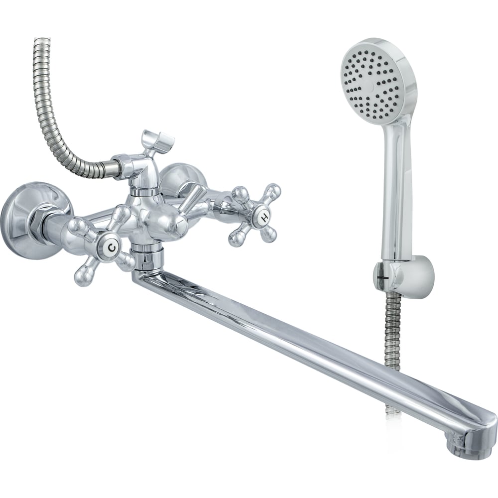 Изображение товара Смеситель для ванны ЦС СМ 500/5-4К ЭКО М_Крест хромированный