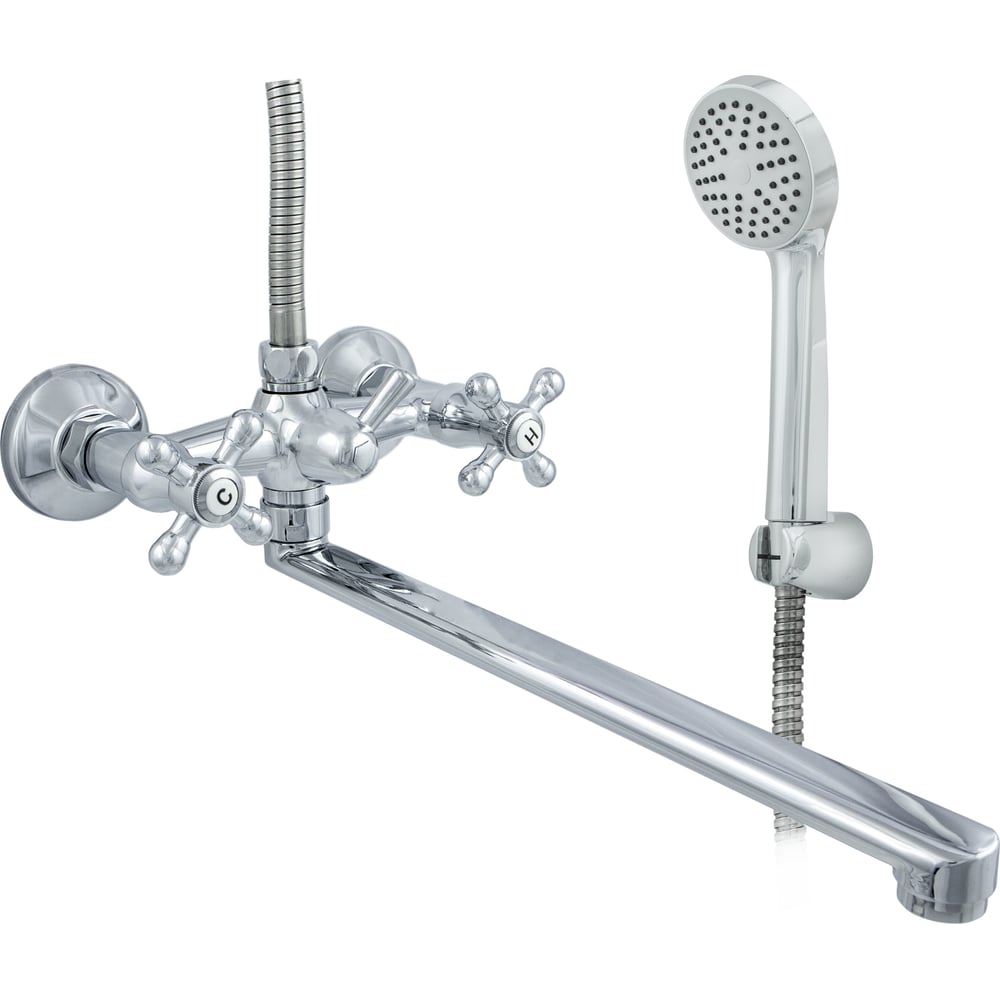 Изображение товара Смеситель для ванны ЦС СМ 600/5-4 К М_Крест плоский излив L-300 мм