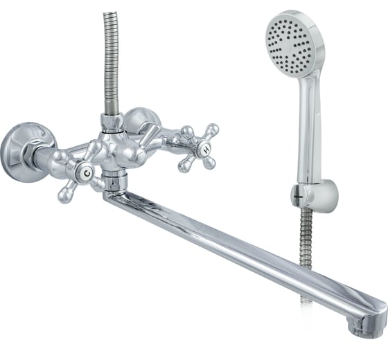 Изображение товара Смеситель для ванны ЦС СМ 600/5-4 К М_Крест плоский излив L-300 мм ИМП СМ503659