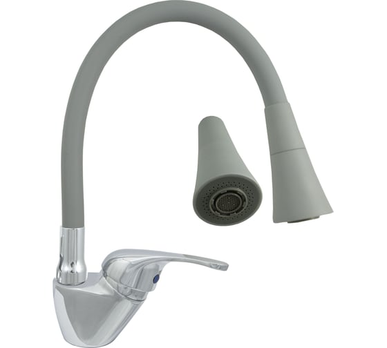 Изображение товара Смеситель ЦС утка однорычажный СМ 27/2ш М42 гибкий излив силикон BELL СЕРЫЙ ПП800558