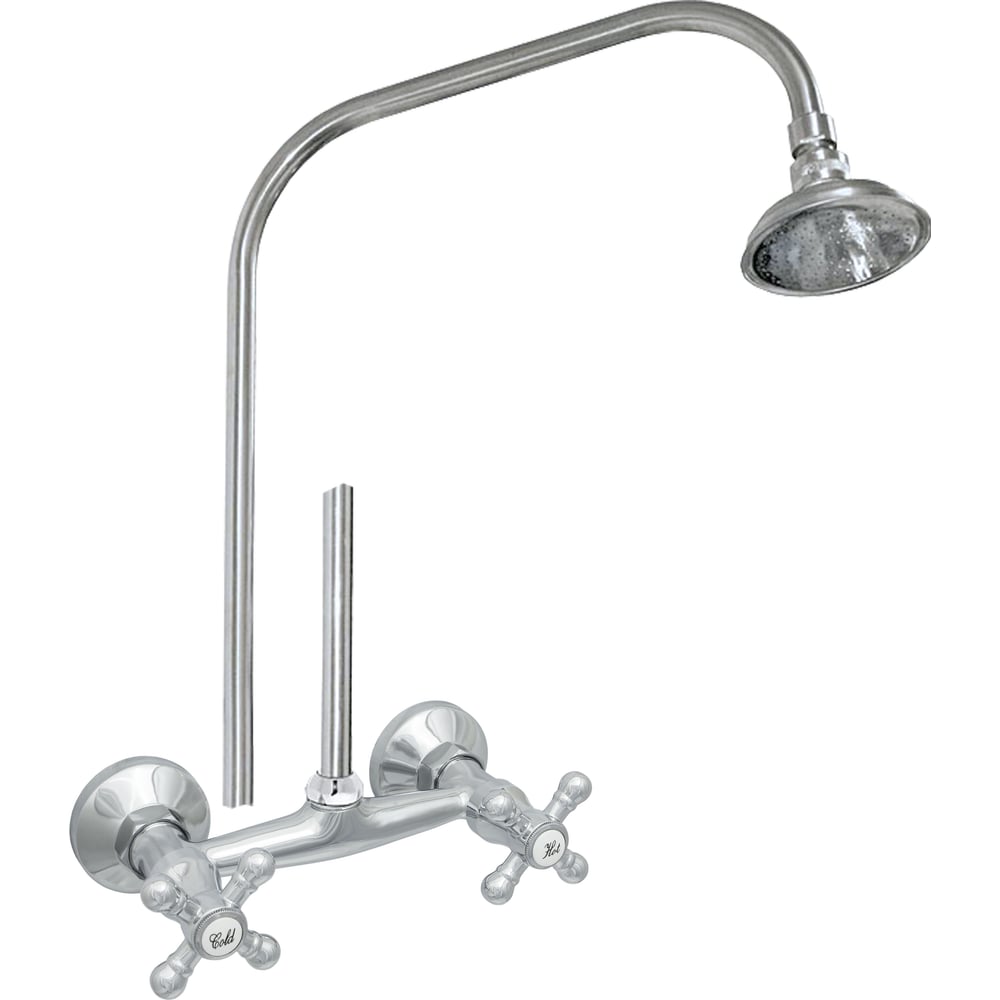 Изображение товара Стационарный смеситель для ванной ЦС СМ 293/1 К М_Крест с верхним душем и хромированным покрытием