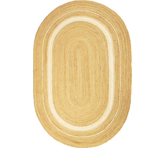 Изображение товара Ковер из джута овальный с вставками белого цвета из коллекции Ethnic Tkano 160x230см TK23-DR0077