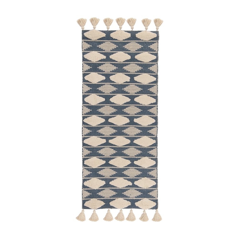 Изображение товара Ковер из хлопка синего цвета Argyle, 70x160 см, коллекция Ethnic