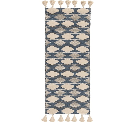 Изображение товара Ковер из хлопка синего цвета Argyle из коллекции Ethnic Tkano 70x160 см TK18-DR0001
