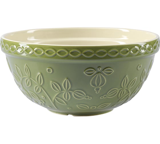 Изображение товара Миска зеленого цвета с рельефным узором Ягоды Тайги из коллекции Russian North Tkano 1,5л TK23-TW_BW0005