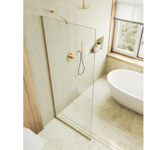 Изображение товара Душевая перегородка MaybahGlass в узком профиле, 1950х1090 мм, стекло бесцветное 8 мм MGD-677-3у