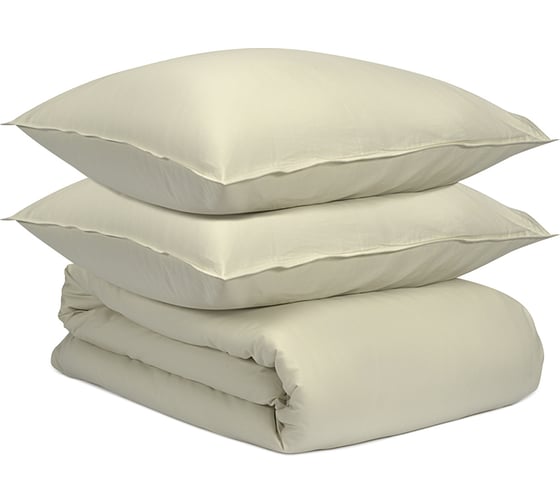 Изображение товара Комплект постельного белья из сатина серо-бежевого цвета с брашинг-эффектом из коллекции Essential Tkano TK23-DC0005