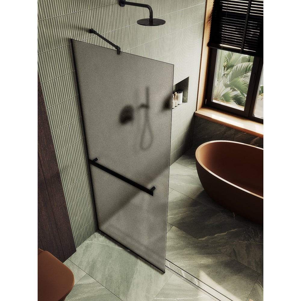 Изображение товара Душевая перегородка MaybahGlass 1950х1090 мм бронза матовая узкий профиль