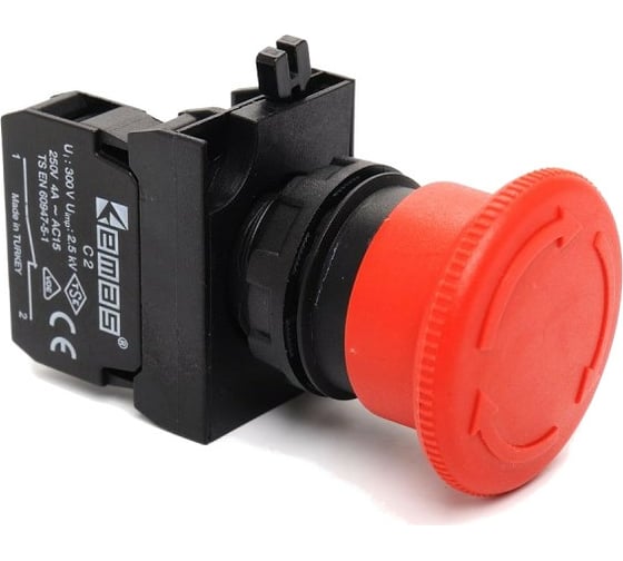 Изображение товара Аварийная кнопка Emas Грибок 40 мм, возврат поворотом, 1НЗ, 250 В AC, 4 А, CP200E