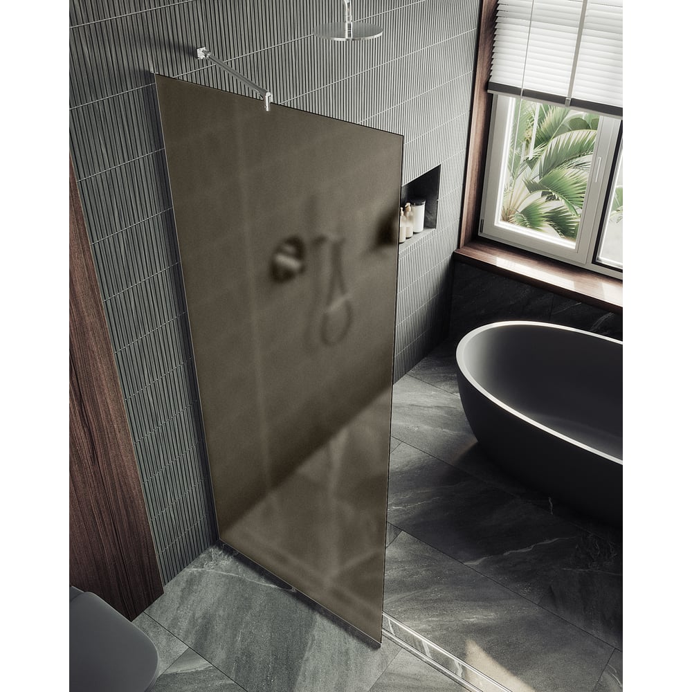 Изображение товара Душевая перегородка MaybahGlass 1950х1090 мм из бронзового матового стекла