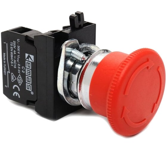 Изображение товара Аварийная кнопка Emas Грибок 40 мм, возврат поворотом, 250 В AC, 4 А, CM200E