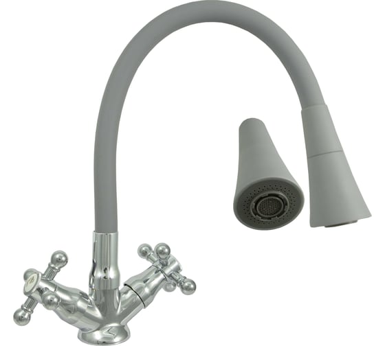 Изображение товара Смеситель ЦС BELL елочка СМ 25г К ЭКО М_Крест гибкий силиконовый излив серый ЭМ902076