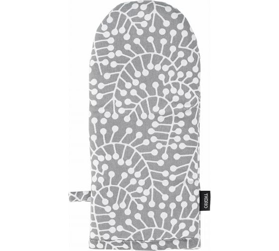 Изображение товара Прихватка-варежка Tkano Scandinavian touch серая, с принтом Спелая Смородина, 14x32 см TK22-OM0004