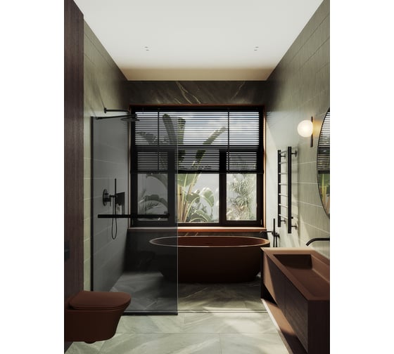 Изображение товара Душевая перегородка MaybahGlass в узком профиле, 1950х1090 мм, стекло графит 8 мм, + полотенцедержатель MGD-711-5у