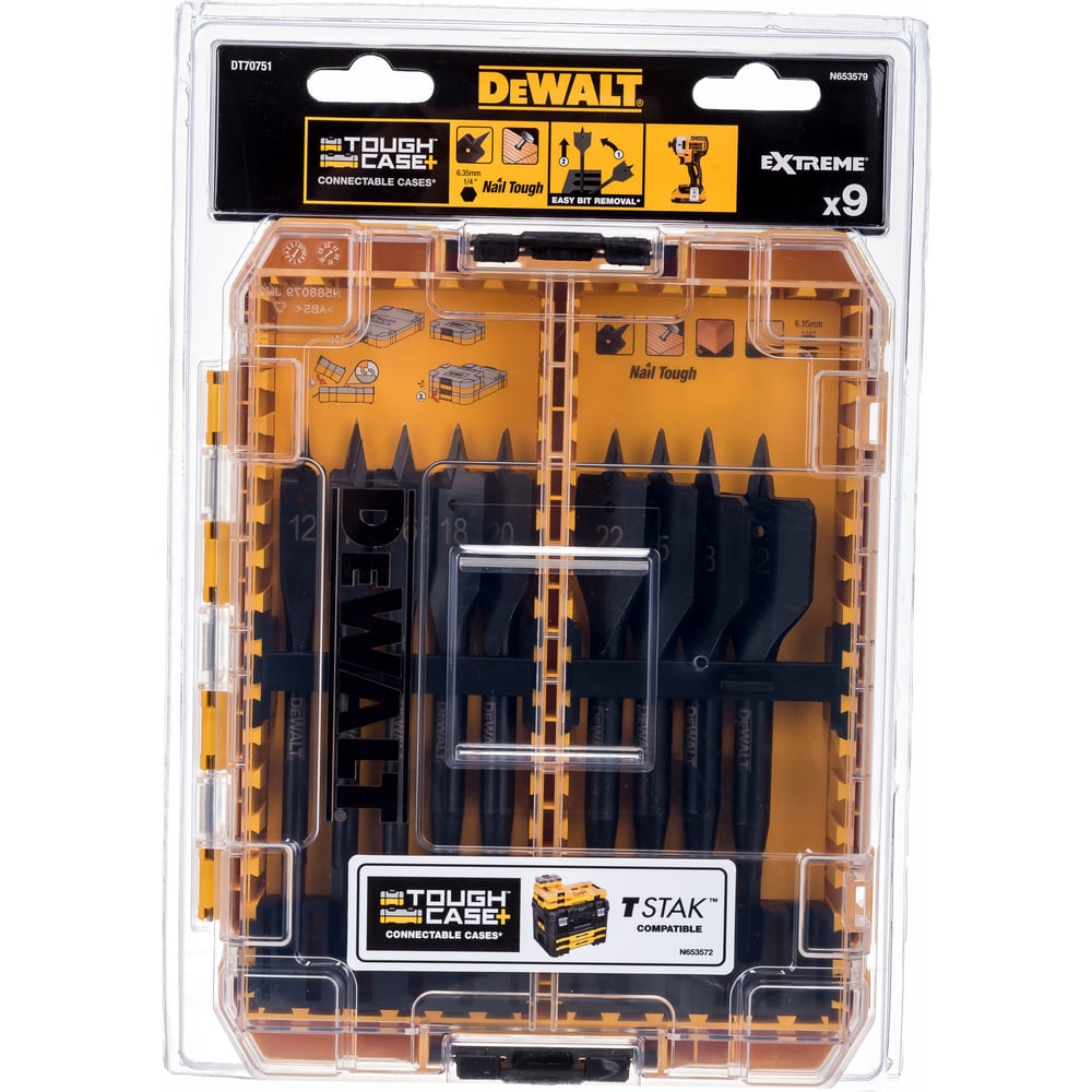 Изображение товара Набор сверл перьевых IMPACT DEWALT 8 шт 12-32 мм DT70751-QZ