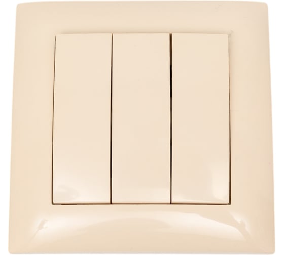 Изображение товара Выключатель трехклавишный ARTSUN слоновая кость встраиваемый STANDART 01-0103-02
