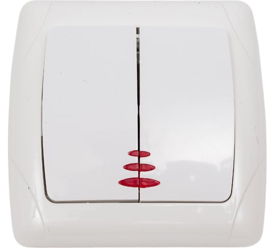 Изображение товара Выключатель двухклавишный ARTSUN с индикатором встраиваемый OPTIMAL SW 10-2B-W