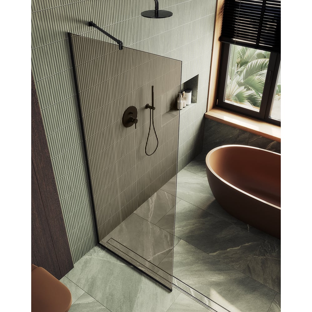 Изображение товара Душевая перегородка MaybahGlass 1950x690 мм бронза узкий профиль